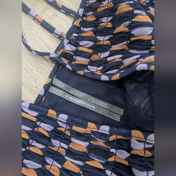 Anthropologie mesh v-neck ruffled tank top Size M - Picture 3 of 6